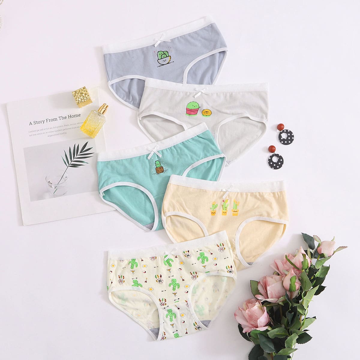 

5pack Cactus Print Panty Set, Multicolor