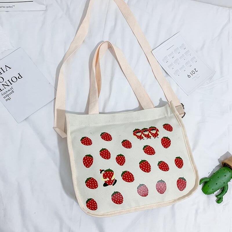

Strawberry Canvas Tote Bag, Pastel