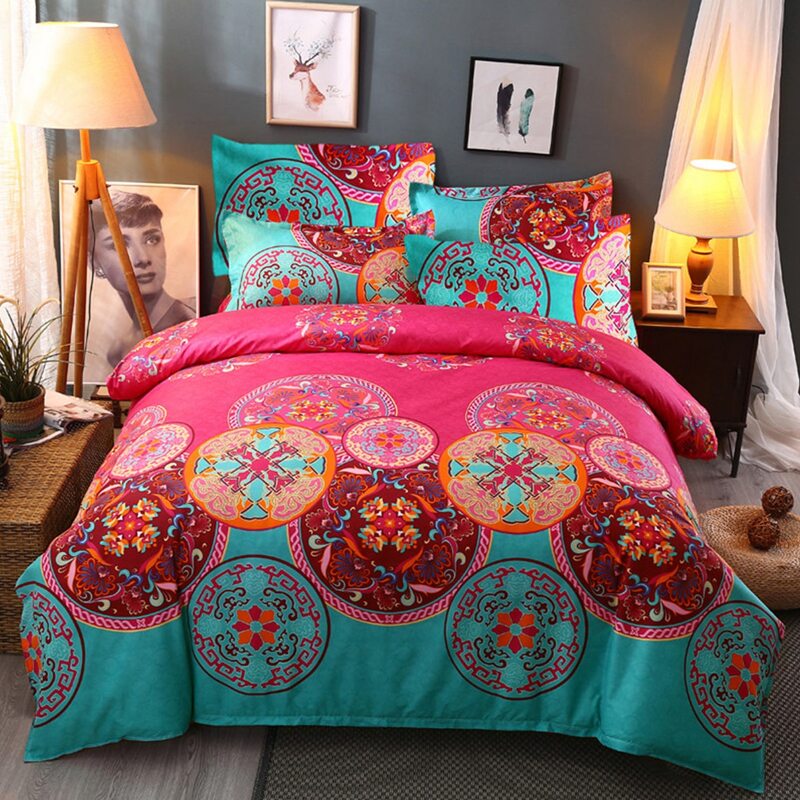 

Graphic Print Bedding Set Without Filler, Multicolor