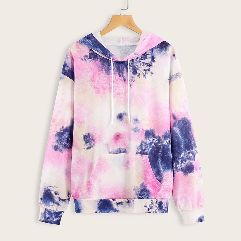 

Tie Dye Print Hooded Sweatshirt, Multicolor