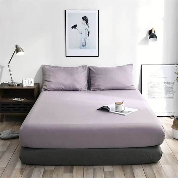 

1pc Solid Fitted Sheet, Purple