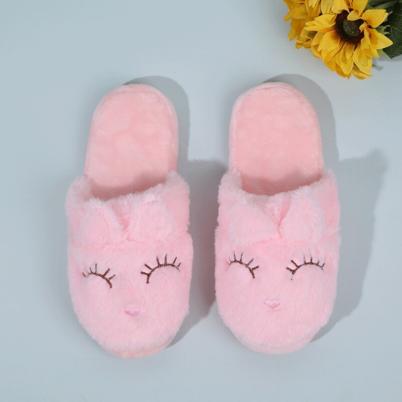 

Round Toe Cartoon Graphic Fluffy Slippers, Baby pink
