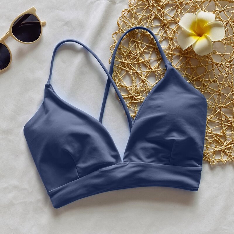 

Criss Cross Bikini Top, Dusty blue