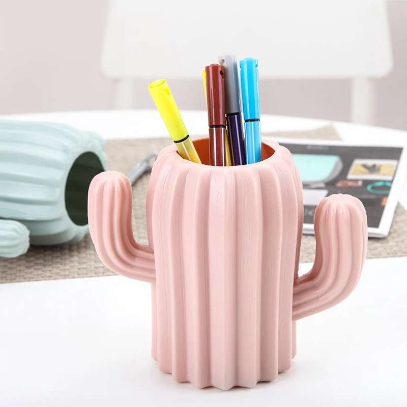 

1pc Cactus Shaped Pen Holder, Multicolor