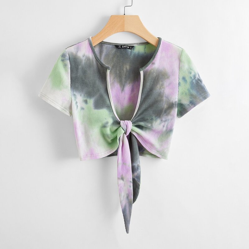 

Knot Front Tie Dye Top, Multicolor