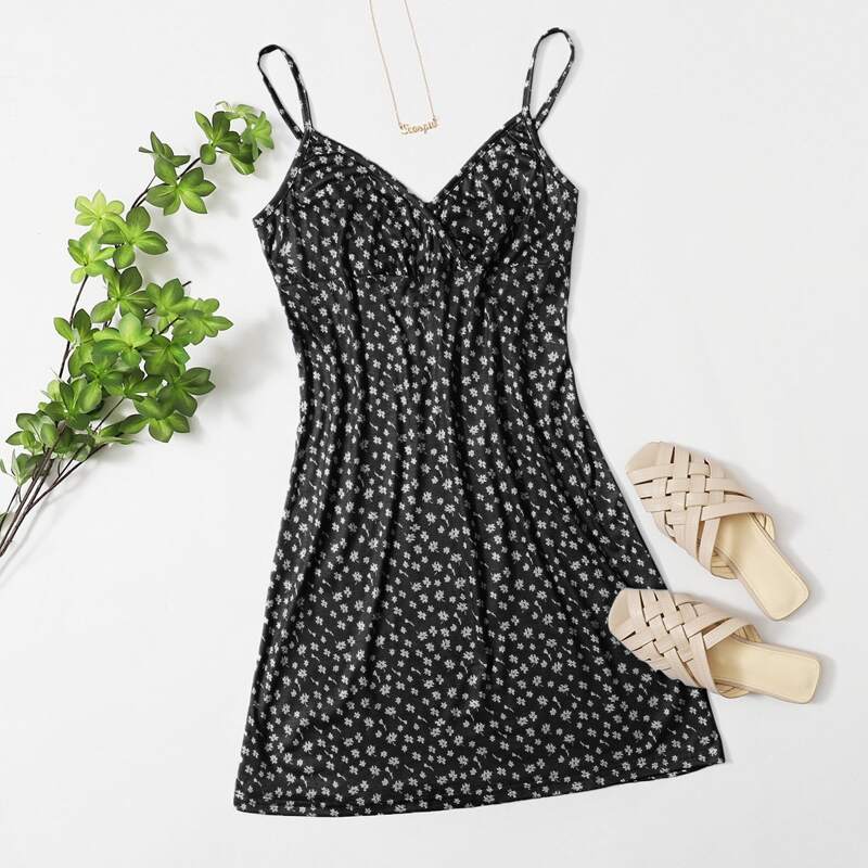 

Ditsy Floral Sundress, Black