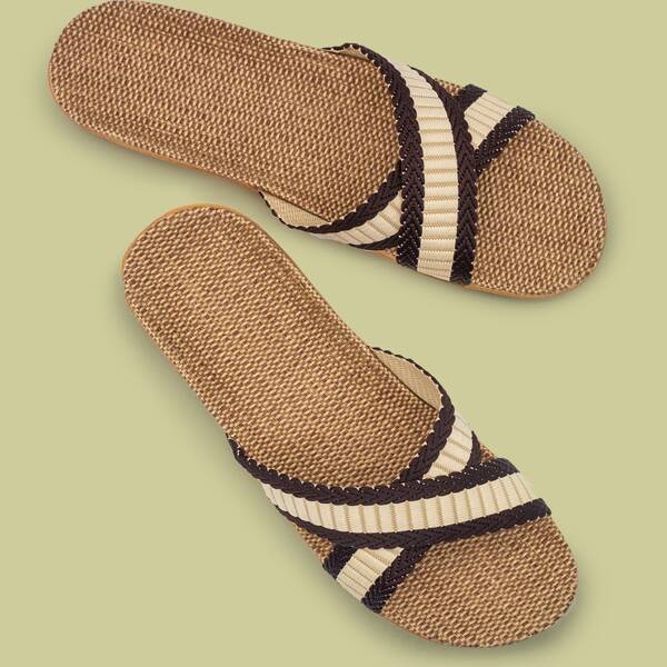 

Men Cross Braided Strap Slippers, Multicolor