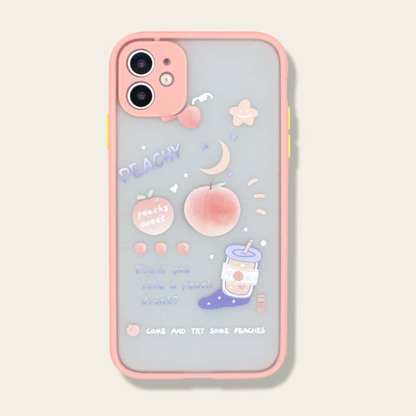 

1шт чехол для iPhone с мультипликационным принтом, Розовые
