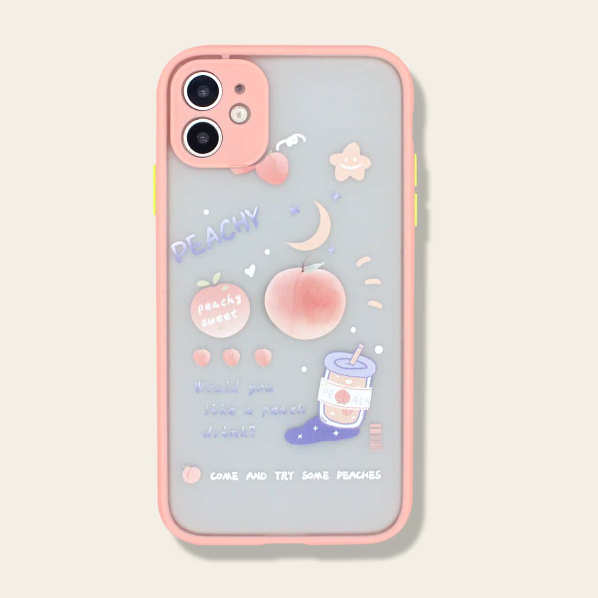 

1pc Cartoon Graphic iPhone Case, Pink