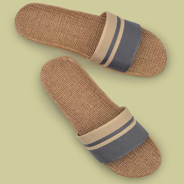 

Men Colorblock Linen Sole Slippers, Multicolor
