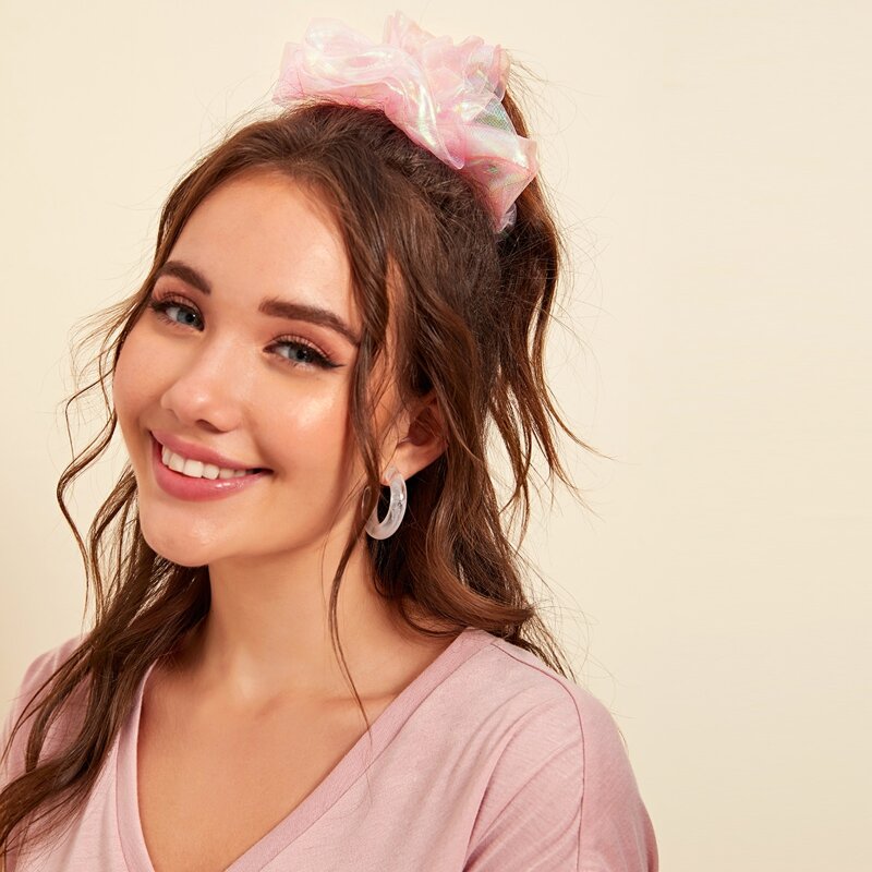 

Clear Mesh Scrunchie, Pink