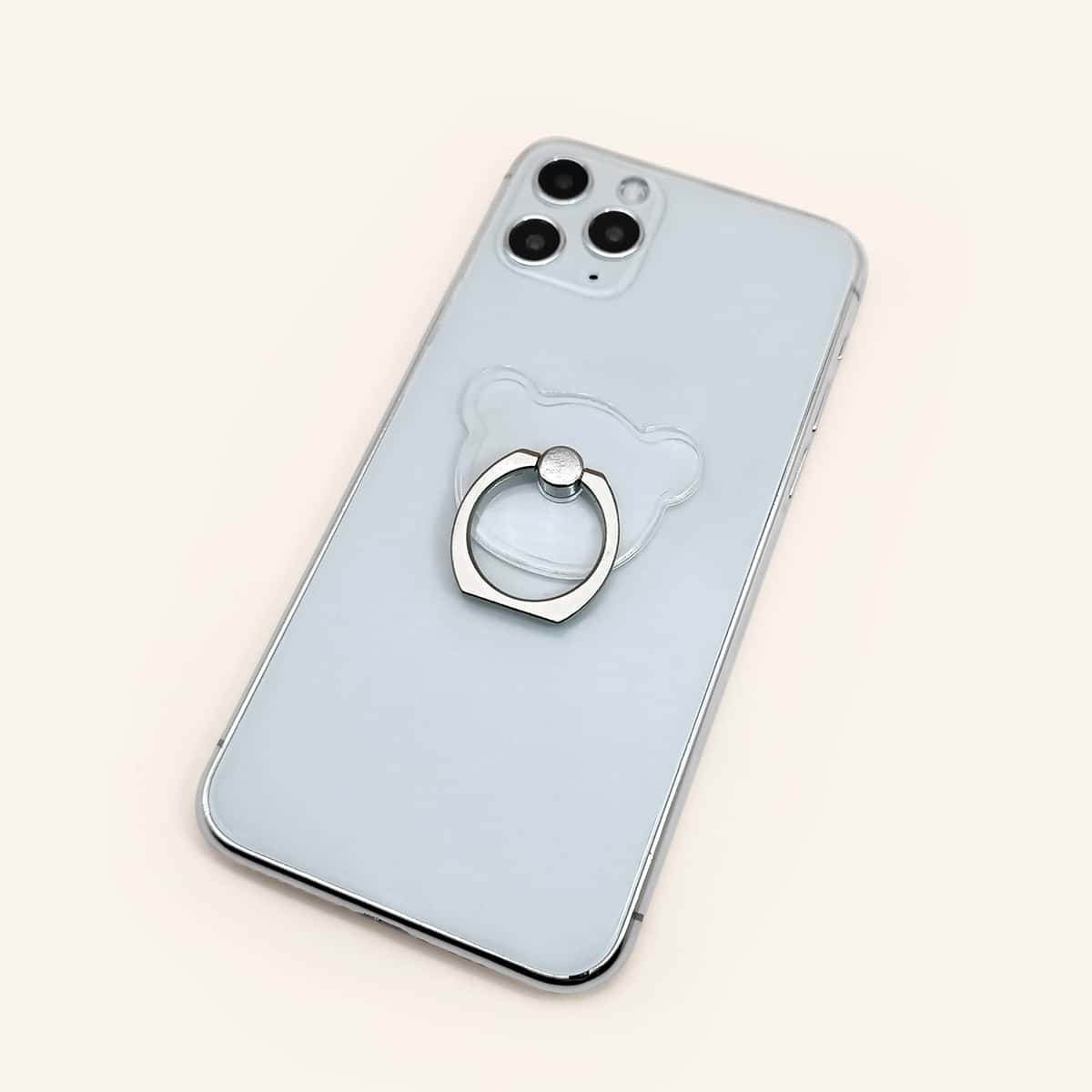 

1pc Cartoon Bear Design Phone Ring Holder, Clear