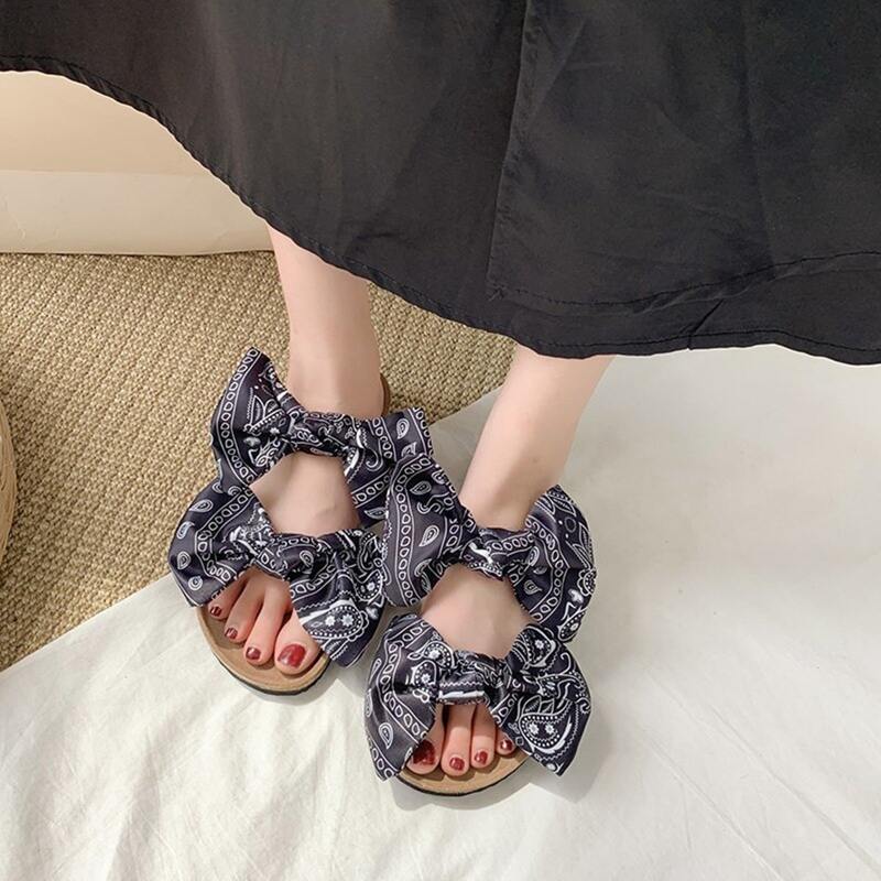 

Paisley Bow Slide Sandals, Multicolor