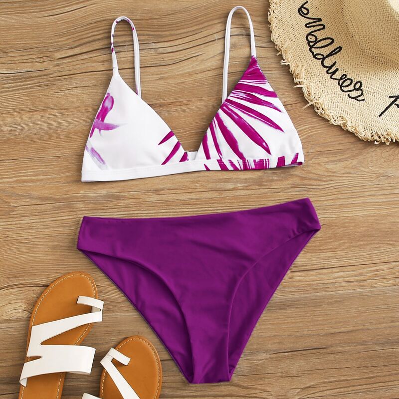 

Tropical Triangle Bikini Swimsuit, Purple