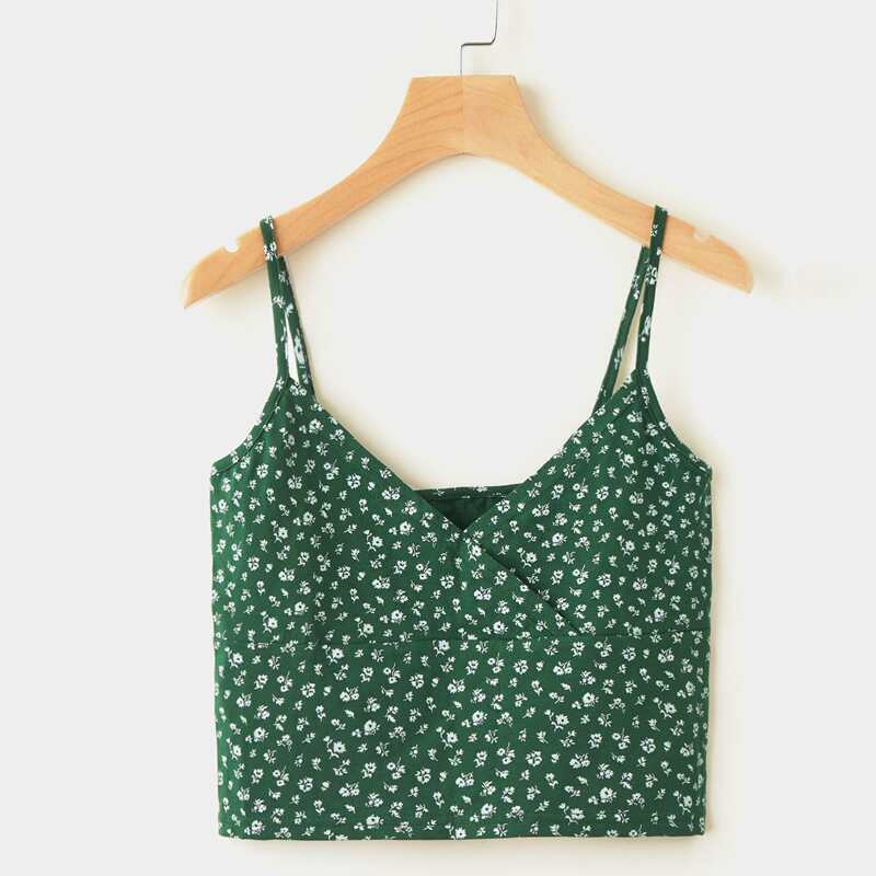 

Ditsy Floral Wrap Cami, Green