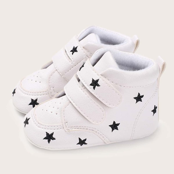 

Baby Girl Star Embroidered High Top Sneakers, White
