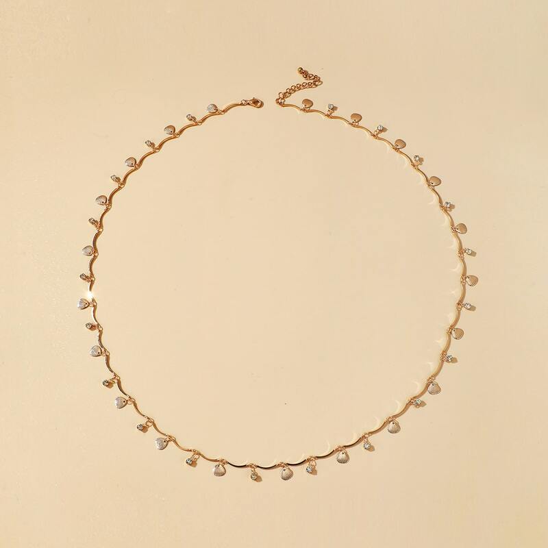 

Rhinestone & Shell Waist Chain, Gold