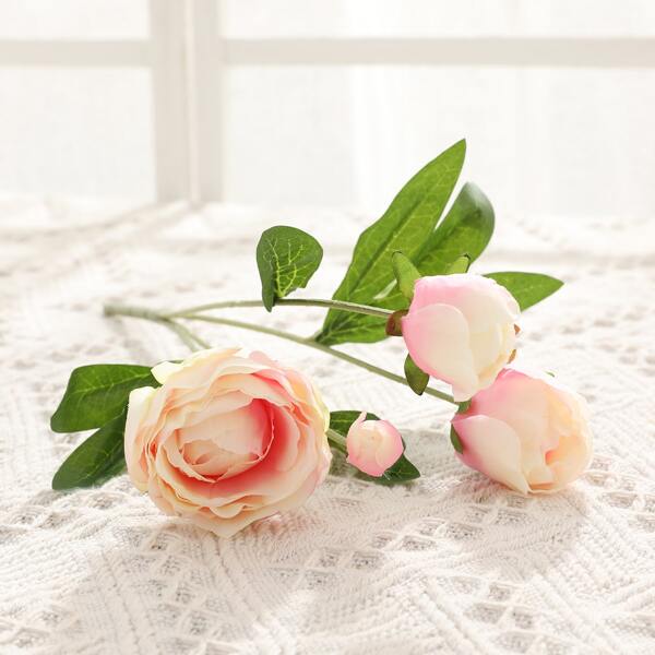 

1branch Artificial Flower With 4pcs Head, Pink