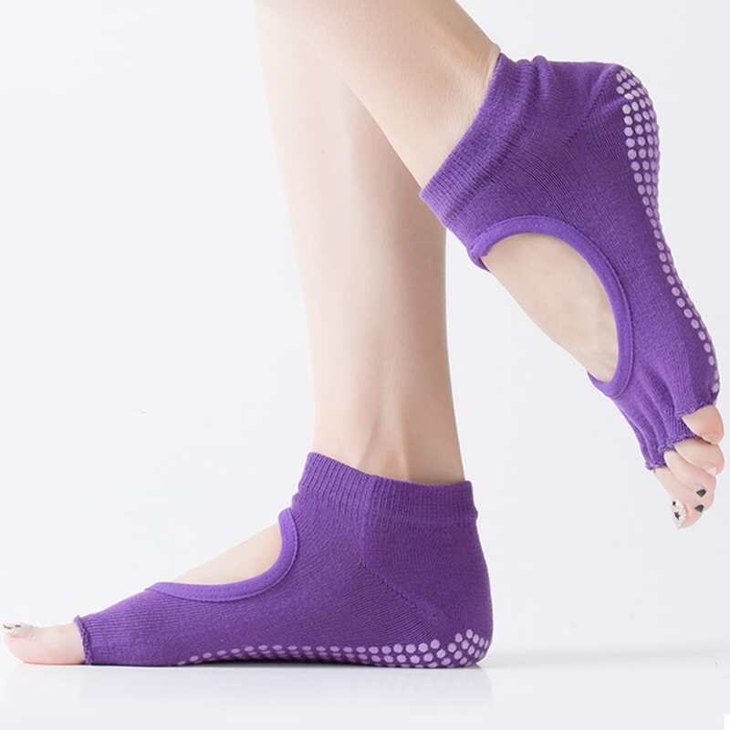 

1pair Yoga Cut-out Ankle Socks, Lilac purple