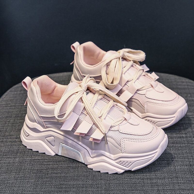 

Lace-up Chunky Sneakers, Pastel baby pink