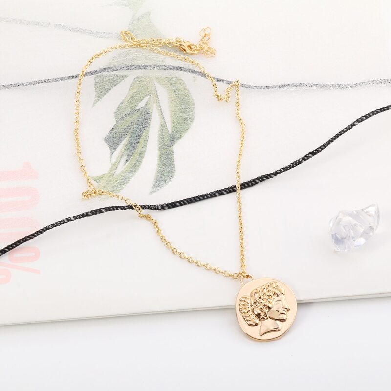 

Figure Coin Pendant Necklace, Gold