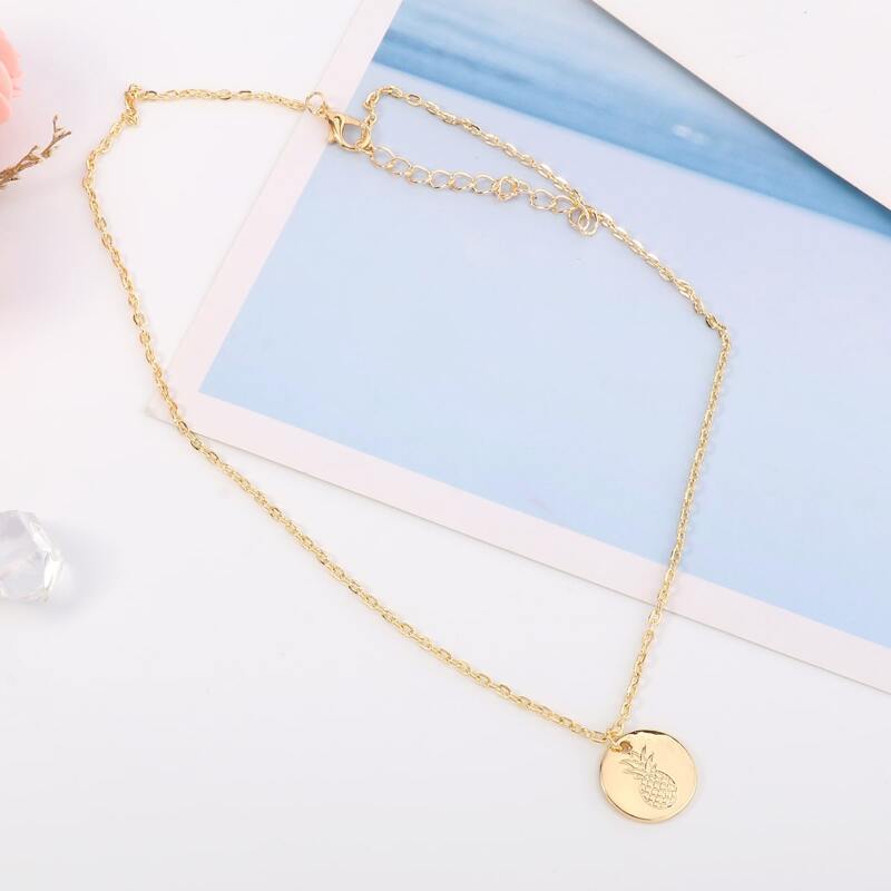 

Pineapple Coin Pendant Necklace, Gold