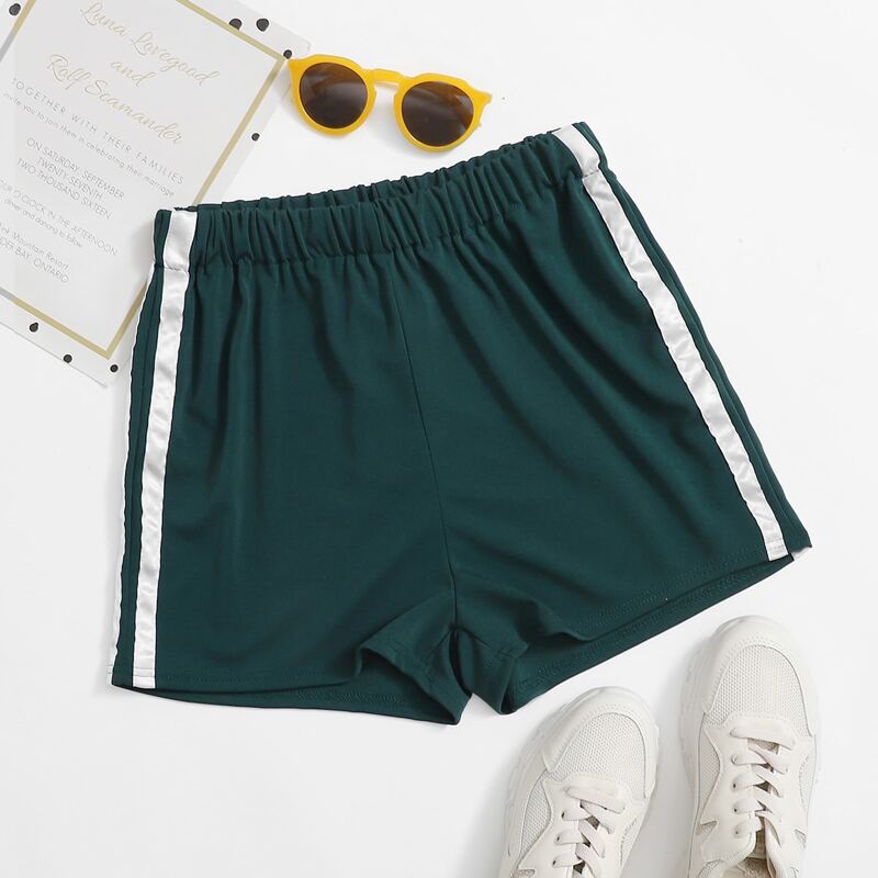 

Striped Side Shorts, Teal blue