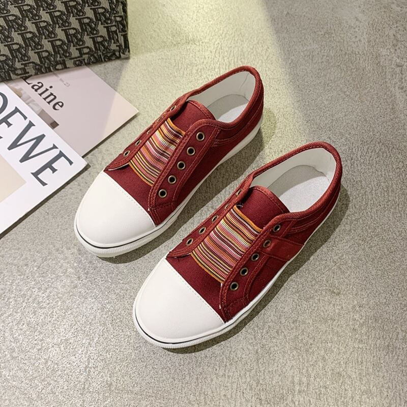 

Elastic Band Slip On Canvas Sneakers, Maroon