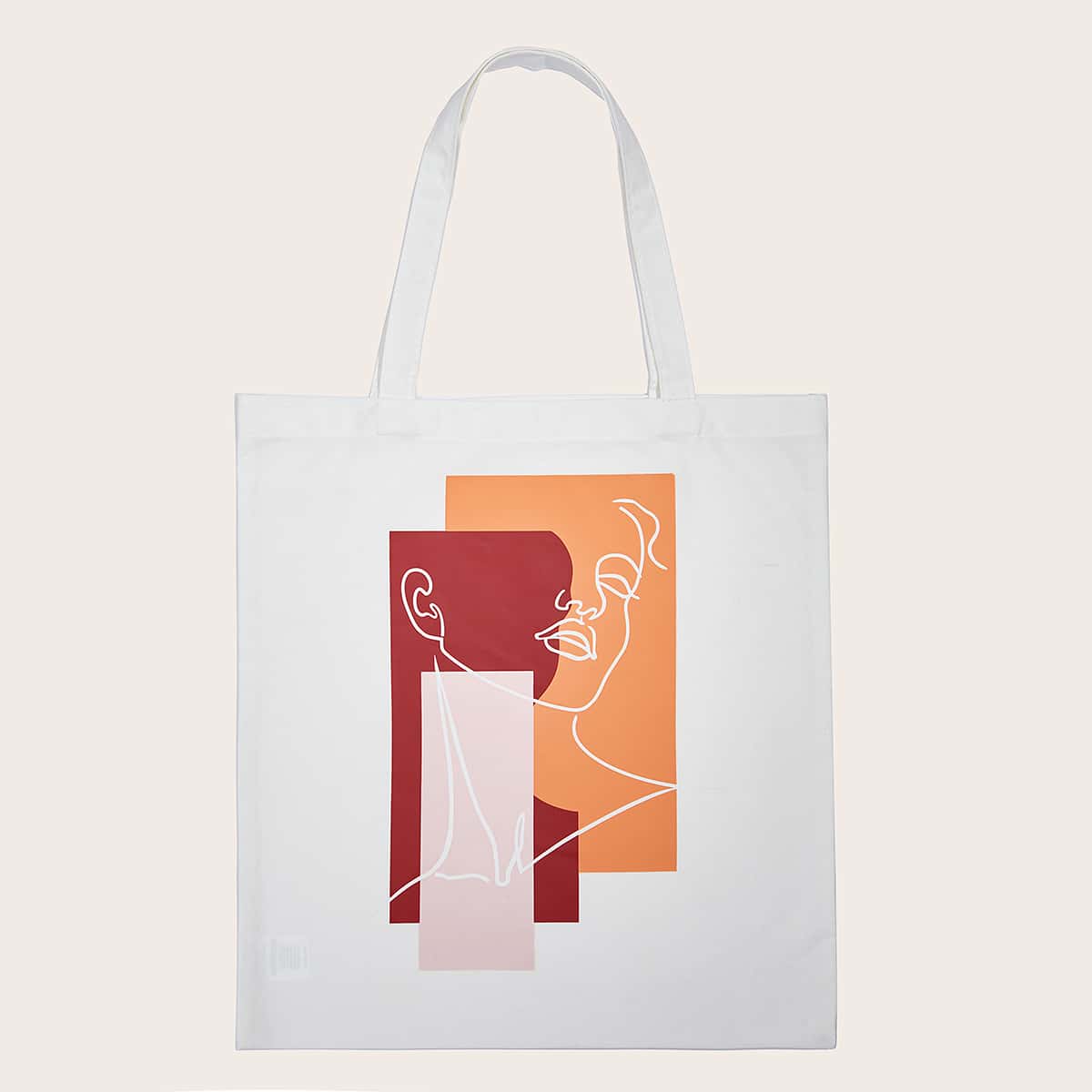 

Colorblock Shopper Bag, White