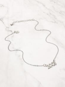 金屬数字吊墜項鍊 - 銀色 - 查看 3