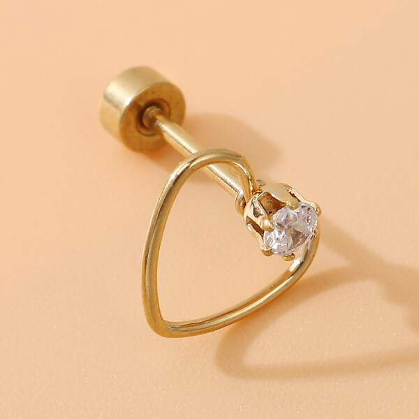 

Rhinestone Heart Stud Earring, Gold