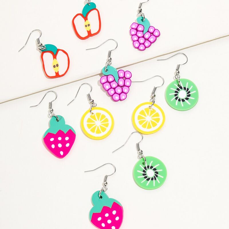 

5pairs Fruit Drop Earrings, Multicolor