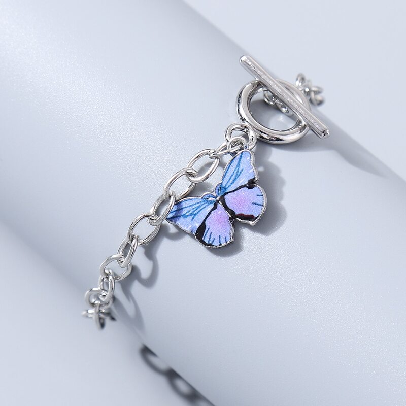 

Butterfly Charm Chain Bracelet, Blue