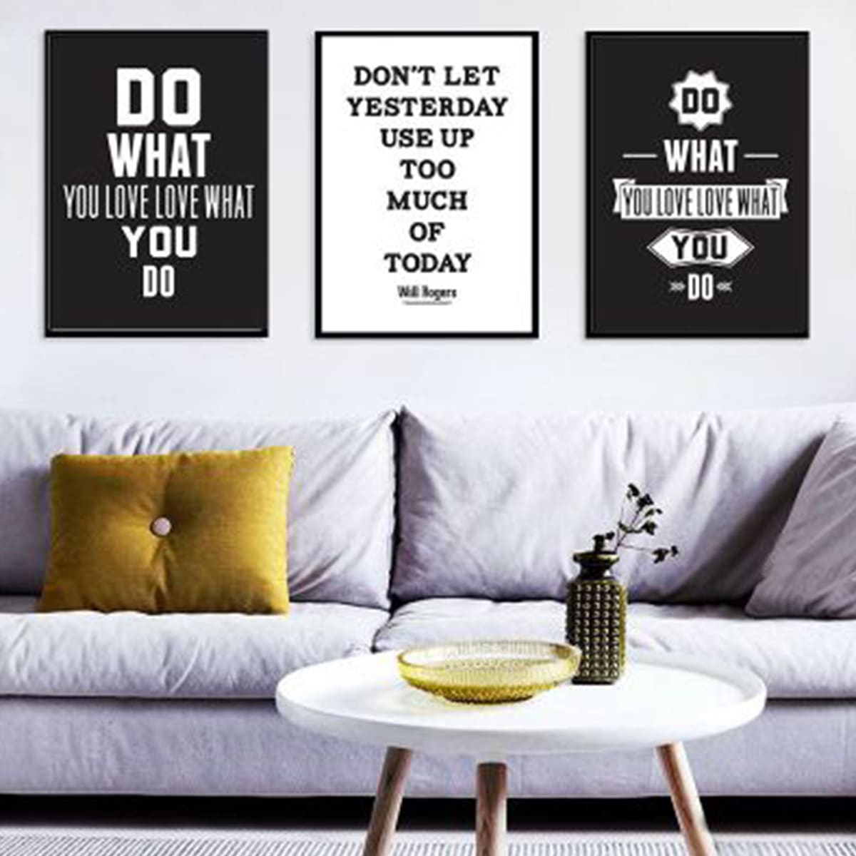 

1pc Slogan Graphic Wall Print, Black and white
