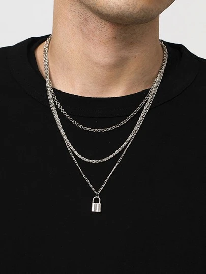 時尚流行男士鎖層項鍊合金，可作為珠寶禮物和時尚外觀