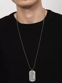 時尚流行男士標語裝飾項鍊不銹鋼適合珠寶禮物和時尚外觀 - 銀色 - 查看 1