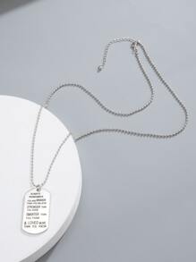 時尚流行男士標語裝飾項鍊不銹鋼適合珠寶禮物和時尚外觀 - 銀色 - 查看 2