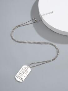 時尚流行男士標語裝飾項鍊不銹鋼適合珠寶禮物和時尚外觀 - 銀色 - 查看 3