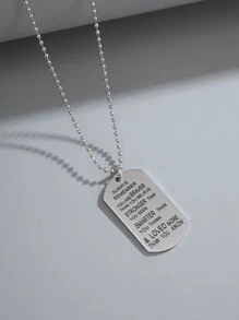 時尚流行男士標語裝飾項鍊不銹鋼適合珠寶禮物和時尚外觀 - 銀色 - 查看 4