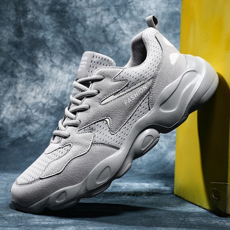 

Guys Lace-up Front Low Top Chunky Sneakers, Light grey