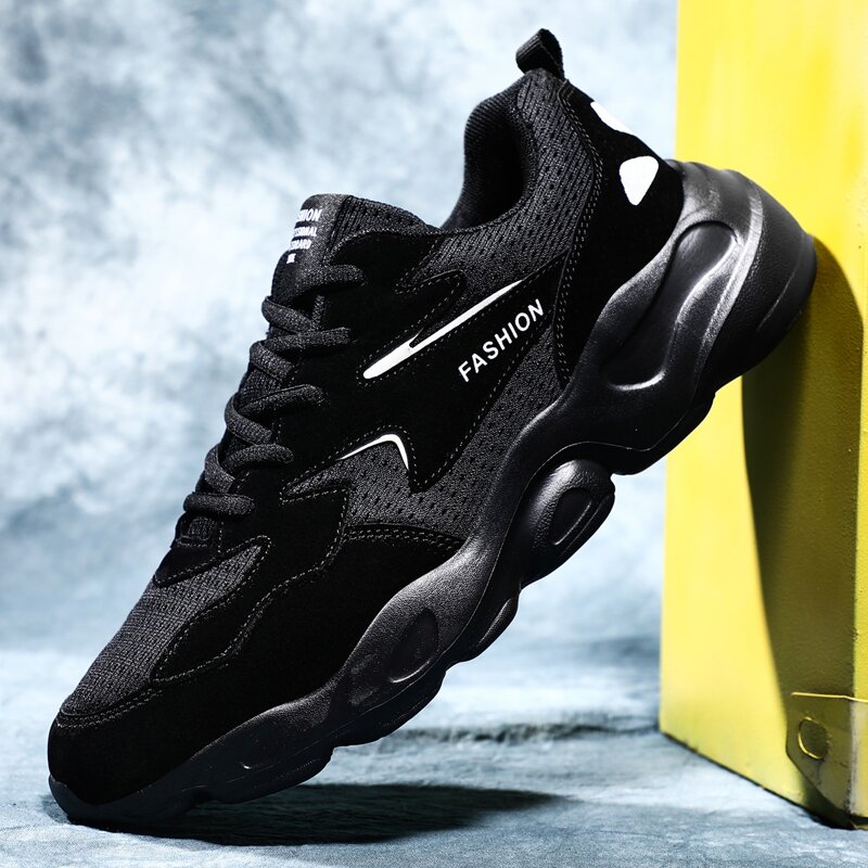 

Guys Lace-up Front Low Top Chunky Sneakers, Black