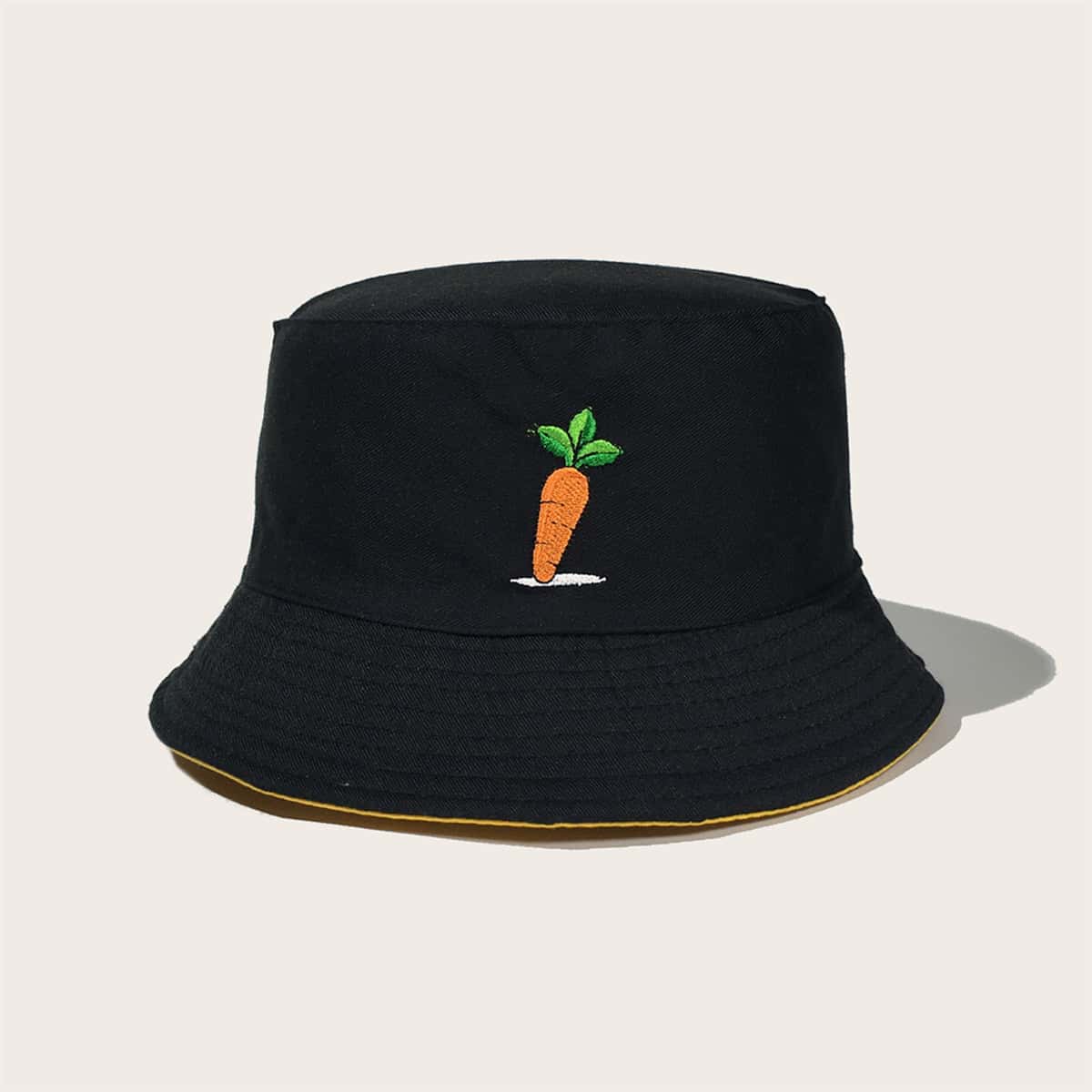 

Guys Carrot Embroidery Bucket Hat, Black