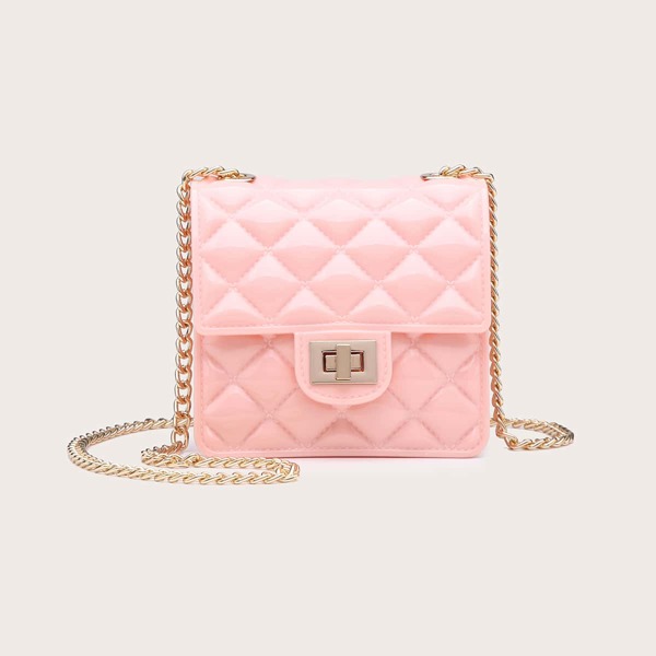 

Mini Quilted Flap Chain Crossbody Bag, Pink