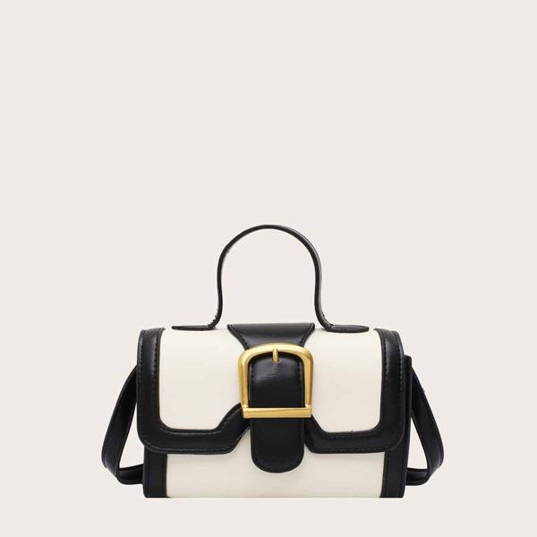 

Contrast Trim Flap Satchel Bag, Multicolor