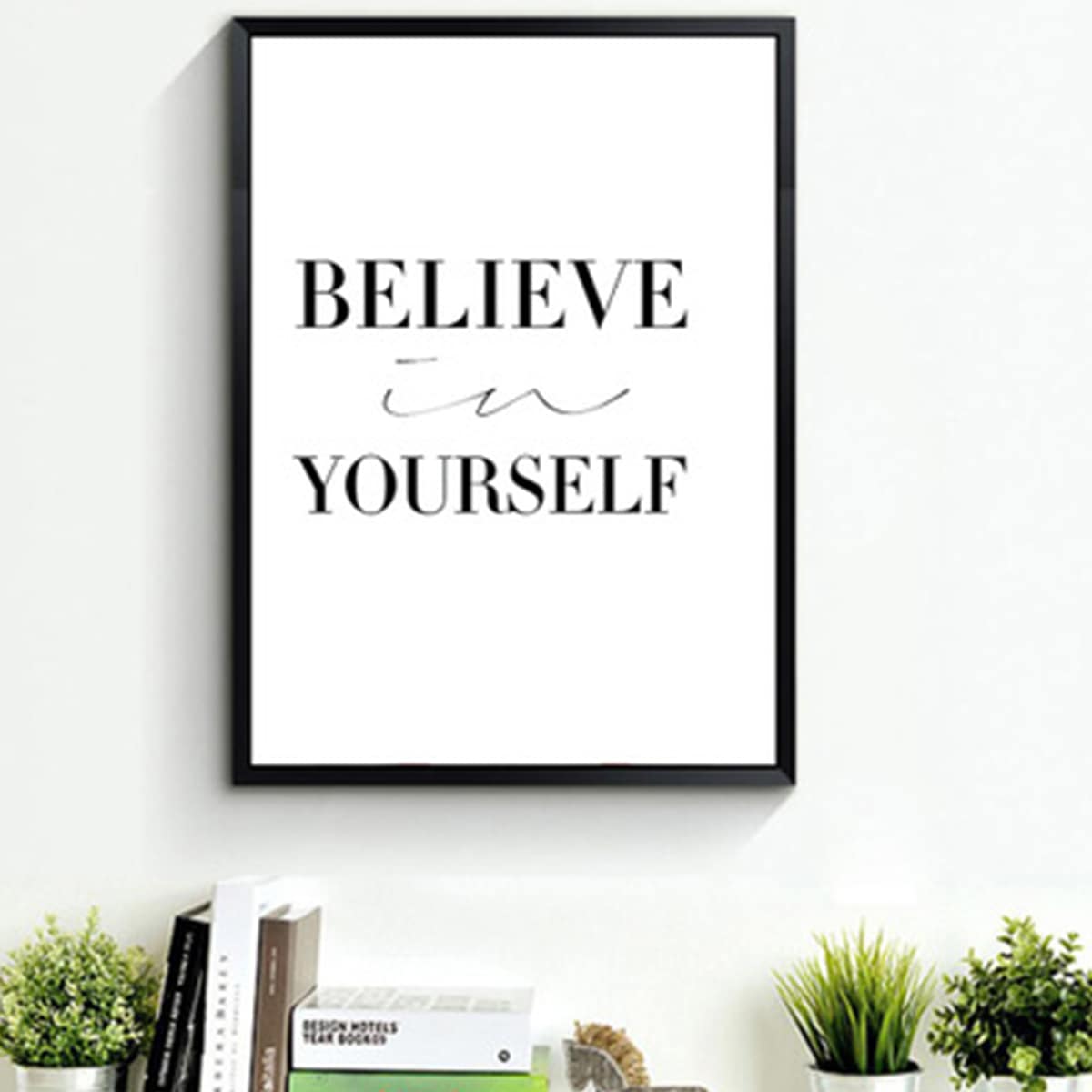 

1pc Slogan Graphic Wall Print, Black and white
