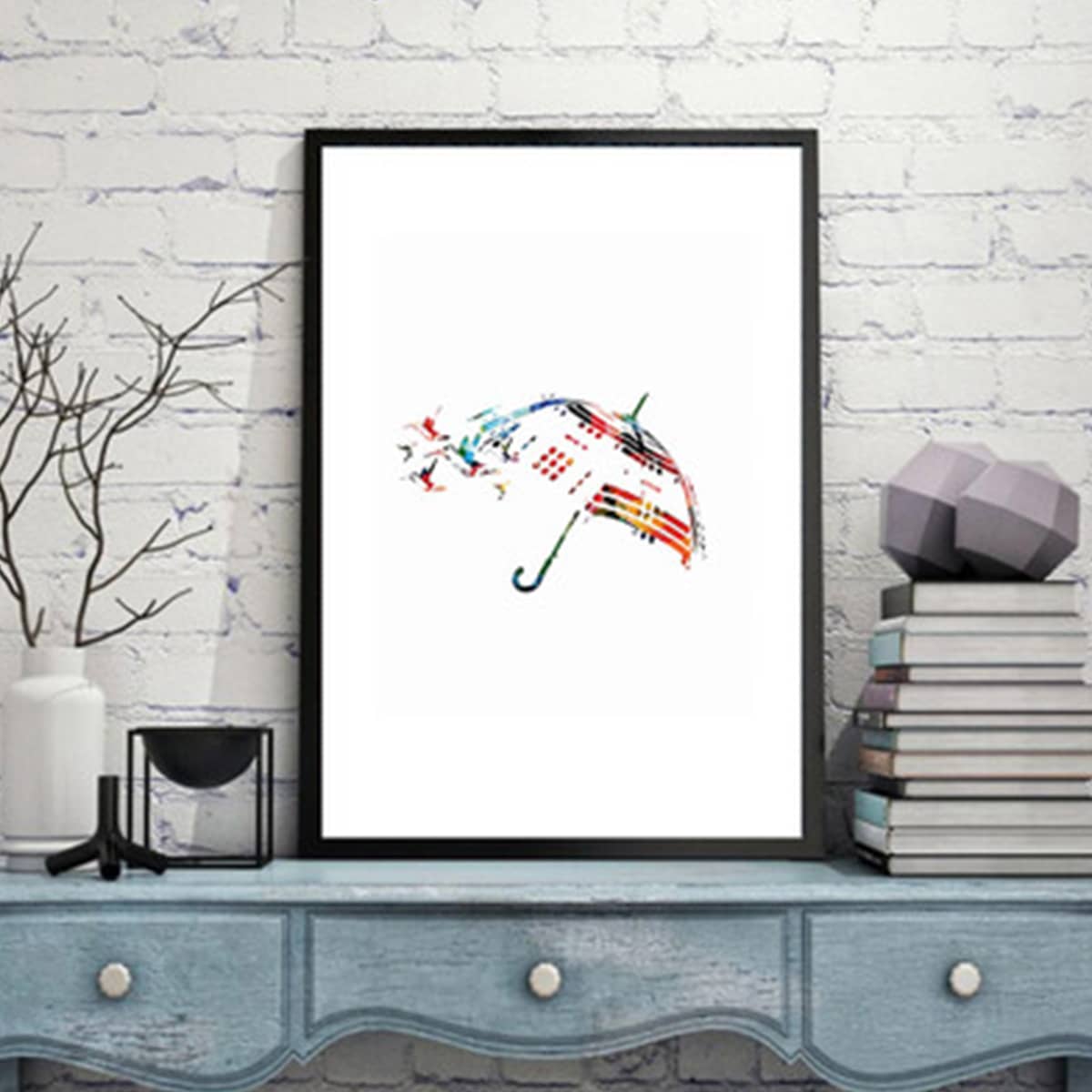 

1pc Umbrella Wall Print, Multicolor