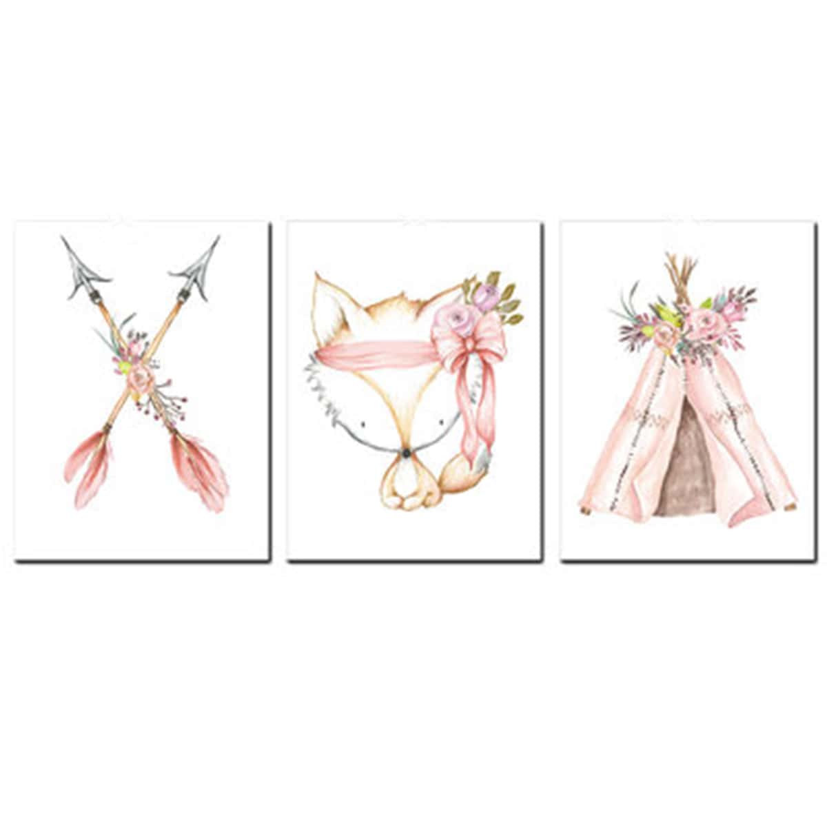 

1pc Cartoon Floral Wall Print, Multicolor
