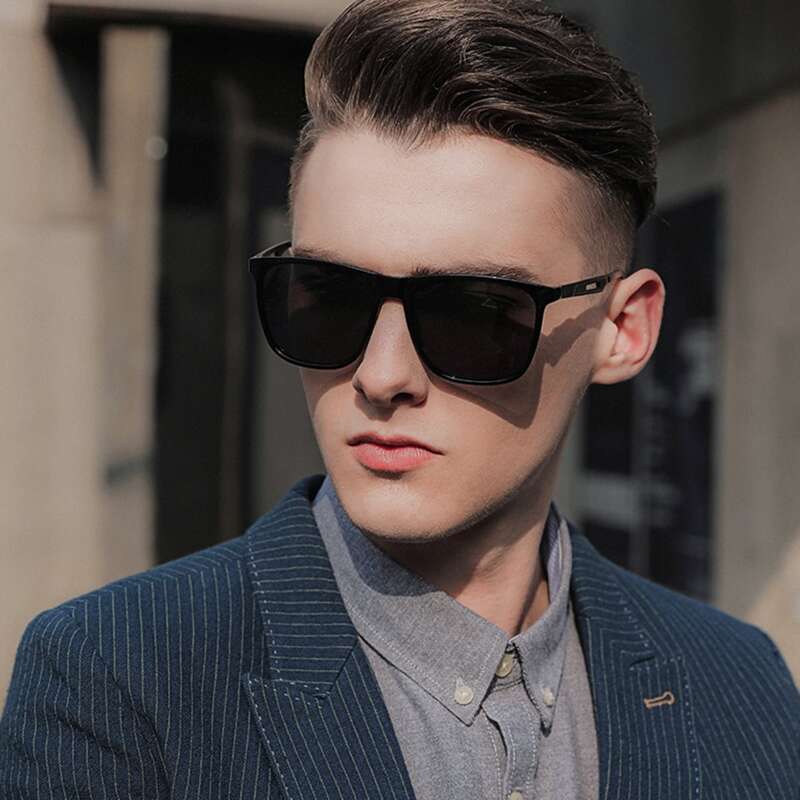 

Guys Square Frame Sunglasses, Black