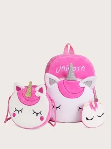 3 piezas set bolsa de niños en forma de dibujos animados - Rosa Fucsia - Ver 1