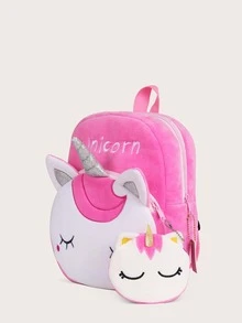 3 piezas set bolsa de niños en forma de dibujos animados - Rosa Fucsia - Ver 2